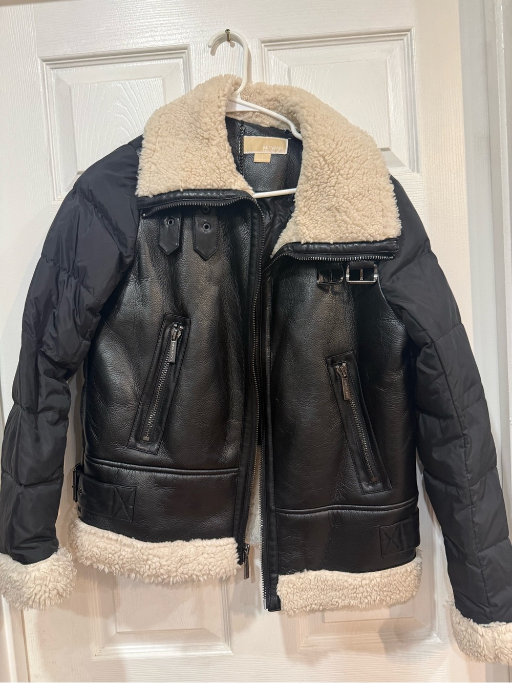 Michael Kors Black Jacket with Cream Shearling Trim